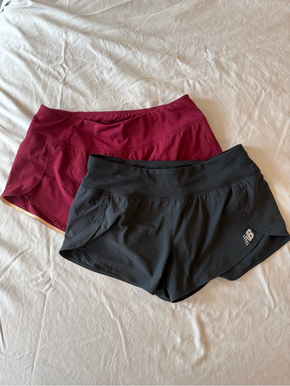 New Balance Women’s Black and Burgundy Athletic Shorts